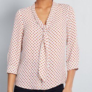 ModCloth Polka Dot Tie Neck Top